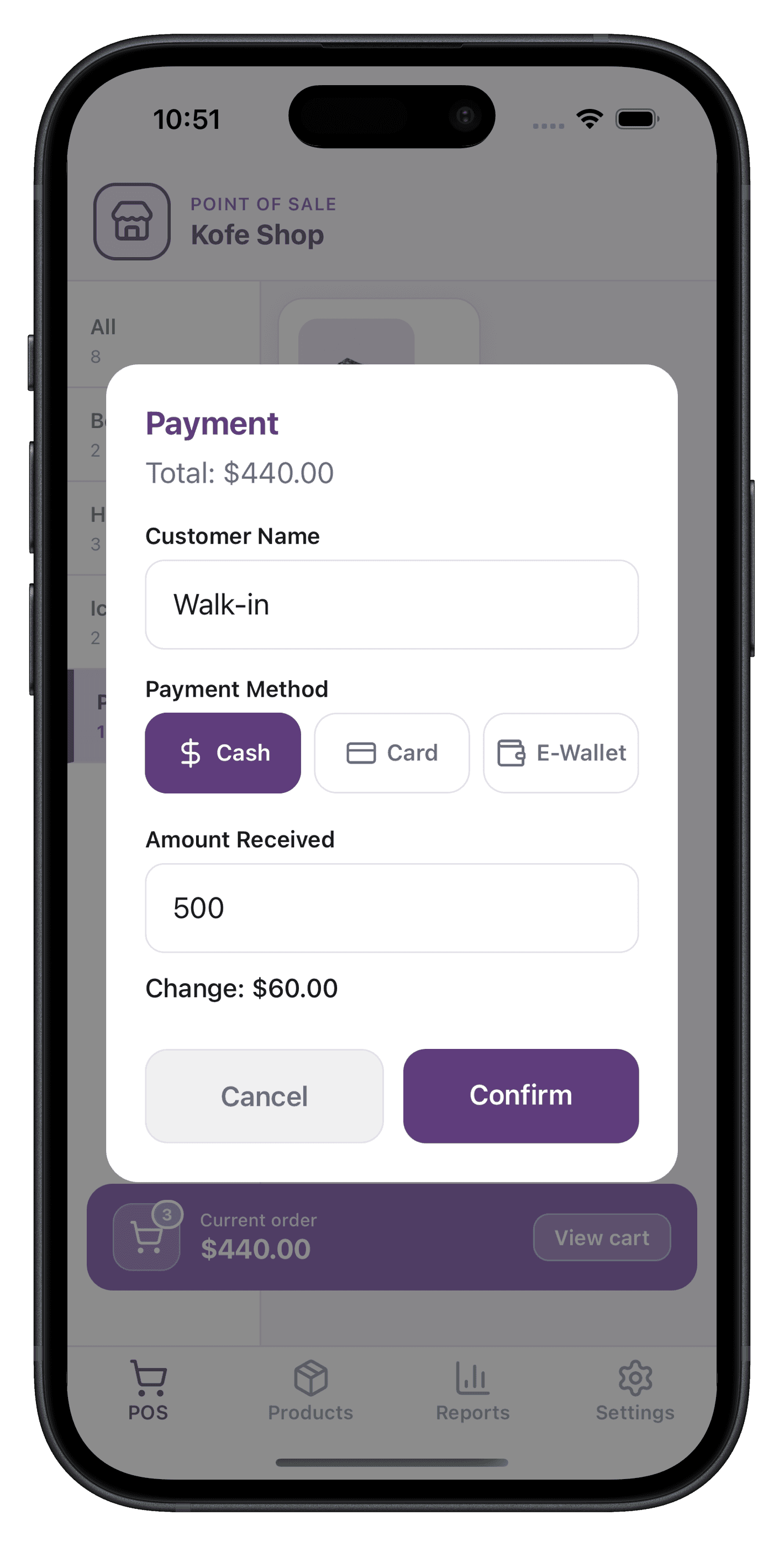 StoreFlow payment checkout screen